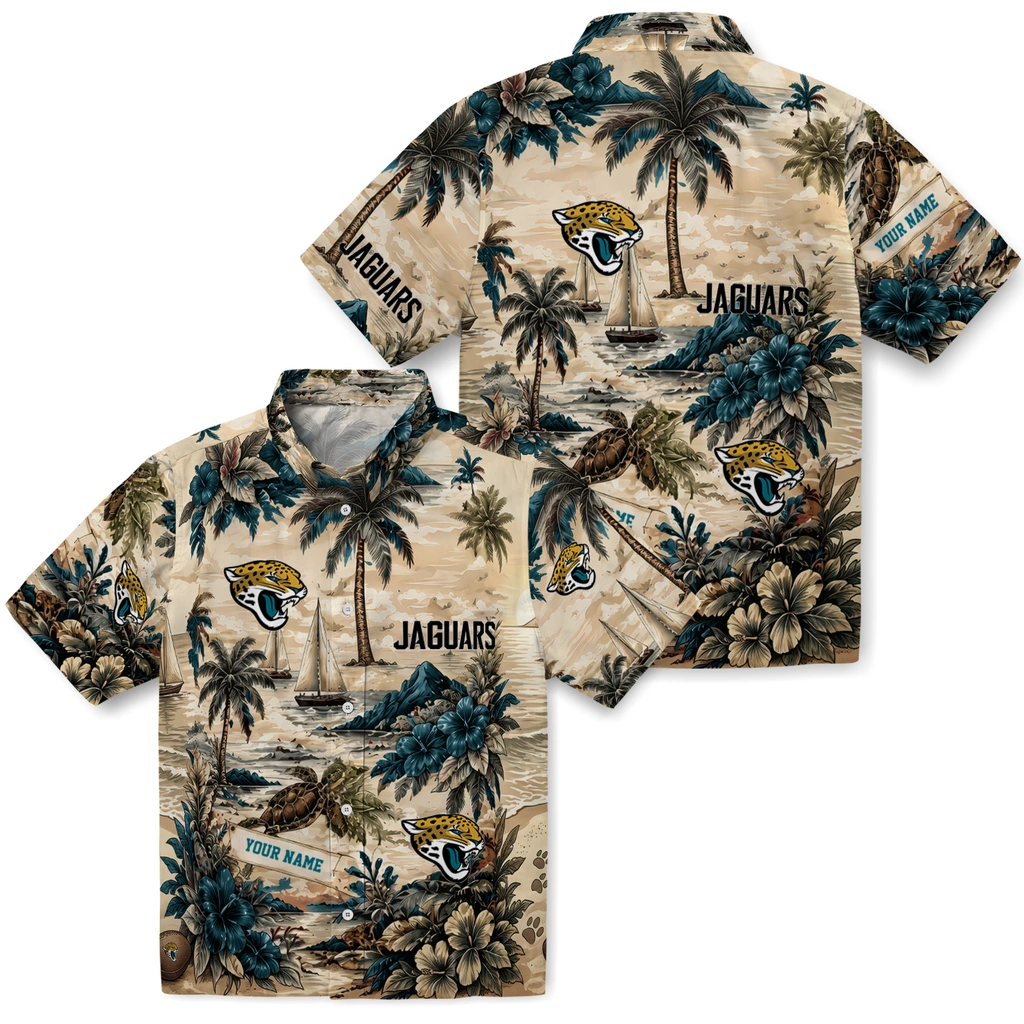 jacksonville-jaguars-hawaiian-shirt-personalized-island-voyage-teal-beige-high-quality