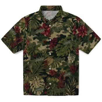 James Madison Dukes Hawaiian Shirt - Custom Foliage Camo Dark Olive Green