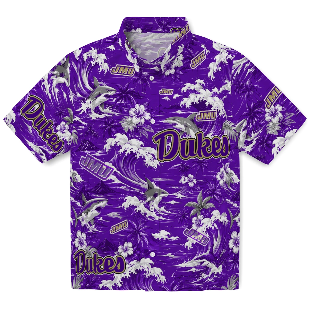 james-madison-dukes-hawaiian-shirt-custom-wave-florals-purple-best-selling james madison dukes hawaiian shirt custom wave florals purple best selling