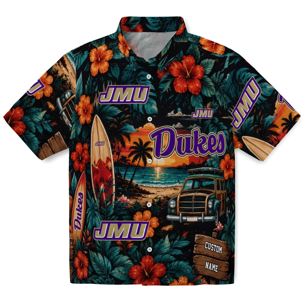 james-madison-dukes-hawaiian-shirt-personalized-scenic-collage-black-green-best-selling james madison dukes hawaiian shirt personalized scenic collage black green best selling