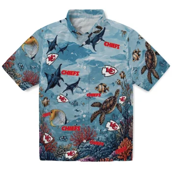 Kansas City Chiefs Hawaiian Shirt - Customized Coral Reef Aqua