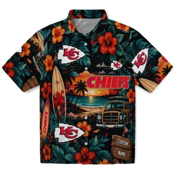 Kansas City Chiefs Hawaiian Shirt - Customized Scenic Collage Black Green