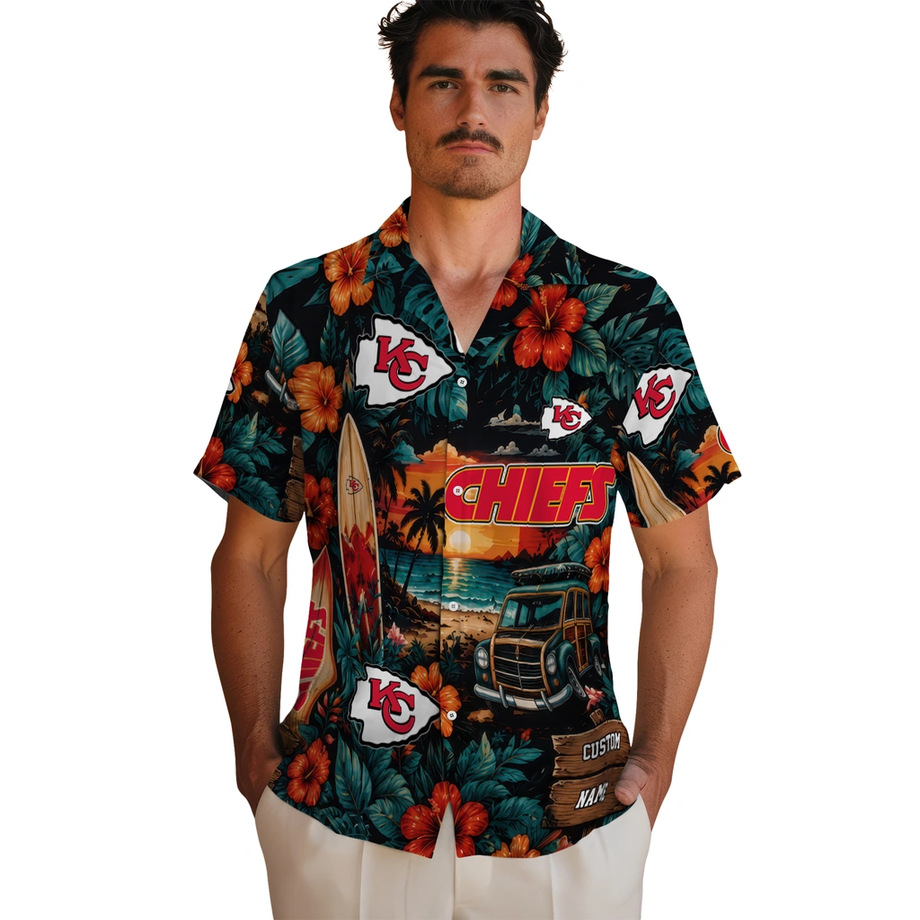 kansas-city-chiefs-hawaiian-shirt-customized-scenic-collage-black-green-fashion-forward