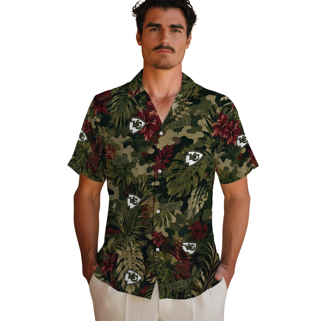 kansas-city-chiefs-hawaiian-shirt-personalized-foliage-camo-dark-olive-green-fashion-forward