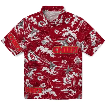 Kansas City Chiefs Hawaiian Shirt - Personalized Wave Florals Red
