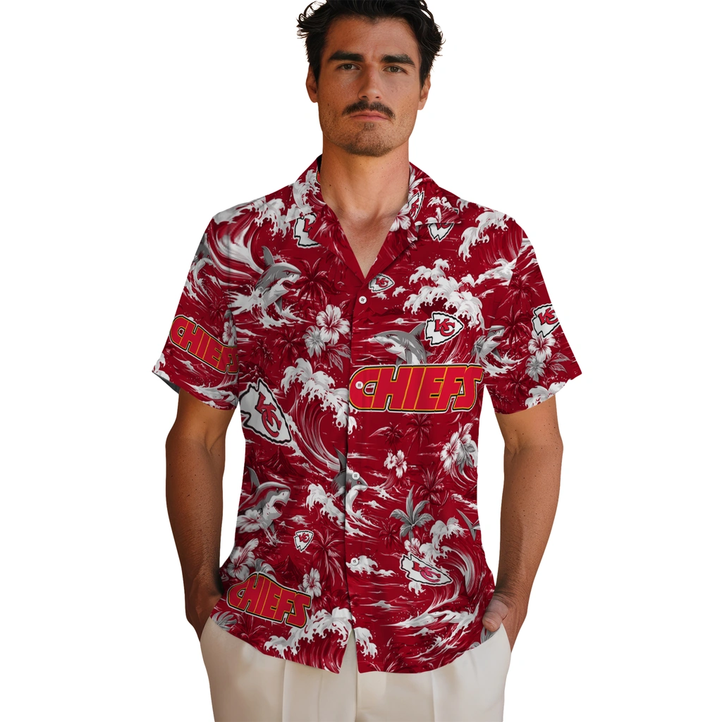 kansas-city-chiefs-hawaiian-shirt-personalized-wave-florals-red-fashion-forward