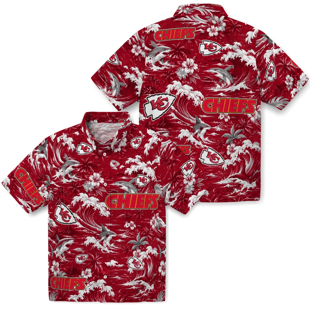 kansas-city-chiefs-hawaiian-shirt-personalized-wave-florals-red-high-quality