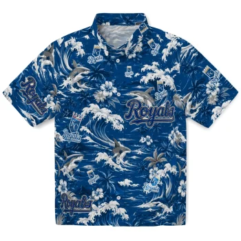 Kansas City Royals Hawaiian Shirt - Customized Wave Florals Royal Blue