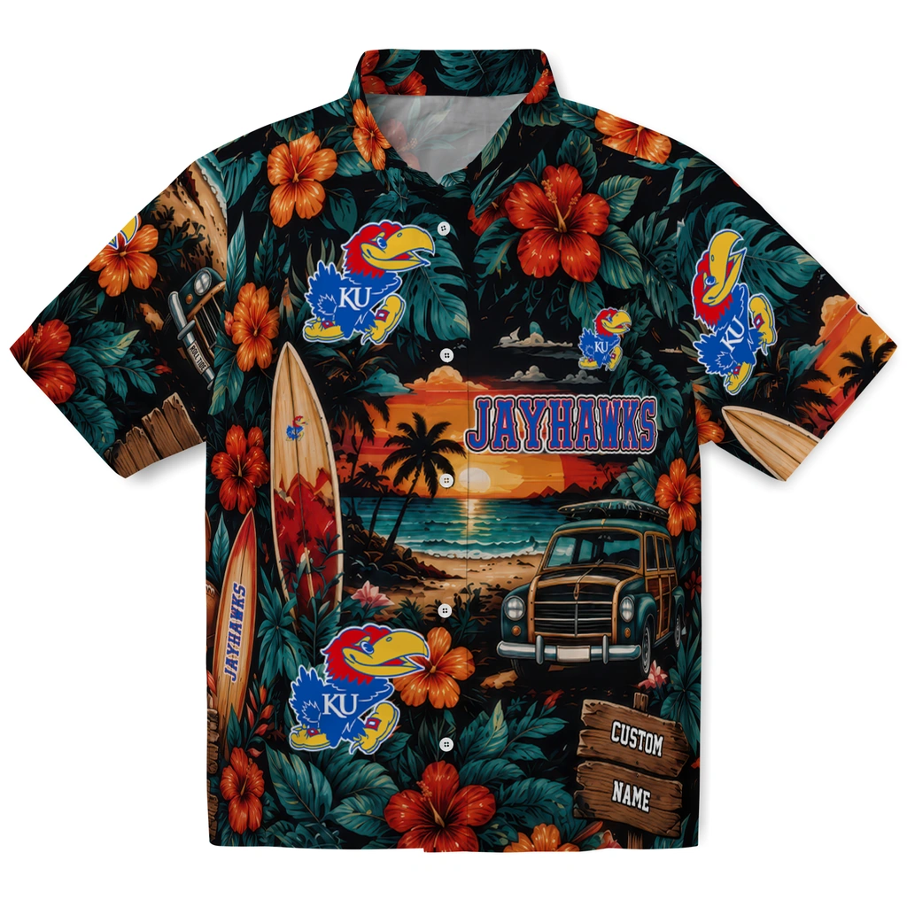 kansas-jayhawks-hawaiian-shirt-custom-scenic-collage-black-green-best-selling kansas jayhawks hawaiian shirt custom scenic collage black green best selling