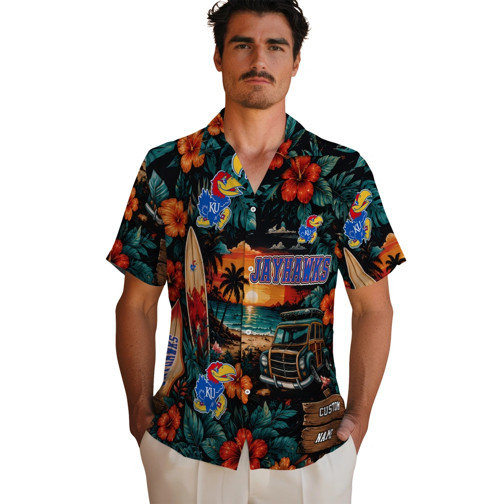 kansas-jayhawks-hawaiian-shirt-custom-scenic-collage-black-green-fashion-forward