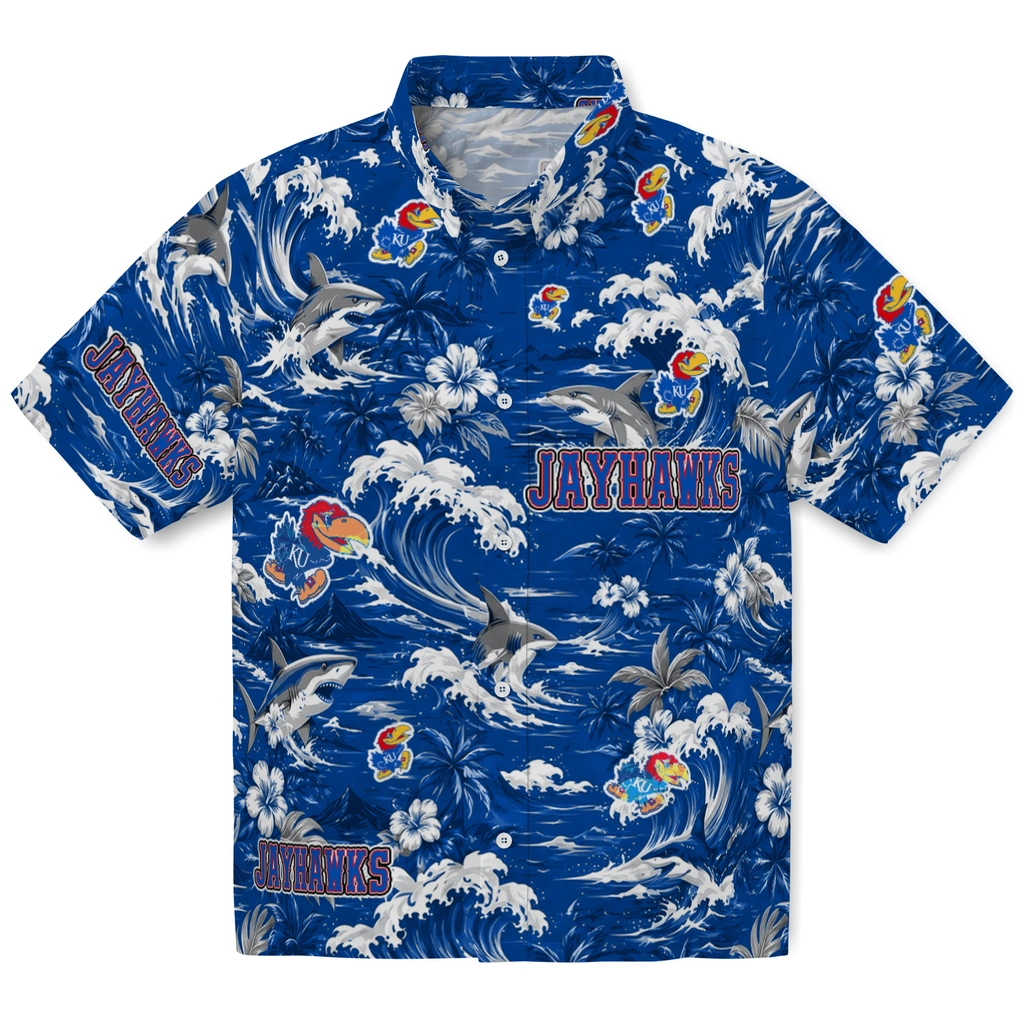 kansas-jayhawks-hawaiian-shirt-customized-wave-florals-blue-best-selling kansas jayhawks hawaiian shirt customized wave florals blue best selling