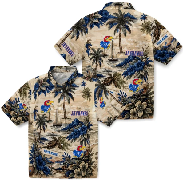 kansas-jayhawks-hawaiian-shirt-personalized-island-voyage-blue-beige-high-quality