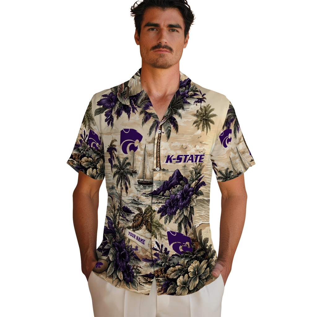 kansas-state-wildcats-hawaiian-shirt-customized-island-voyage-purple-beige-fashion-forward