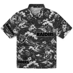 Las Vegas Raiders Hawaiian Shirt - Custom Wave Florals Black 1 las-vegas-raiders-hawaiian-shirt-custom-wave-florals-black-best-selling