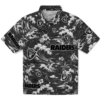 Las Vegas Raiders Hawaiian Shirt - Custom Wave Florals Black