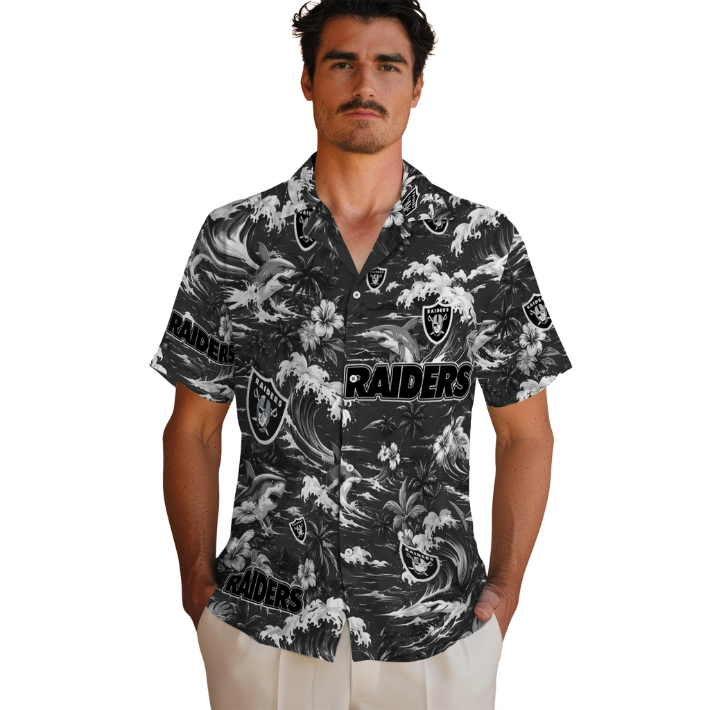 las-vegas-raiders-hawaiian-shirt-custom-wave-florals-black-fashion-forward