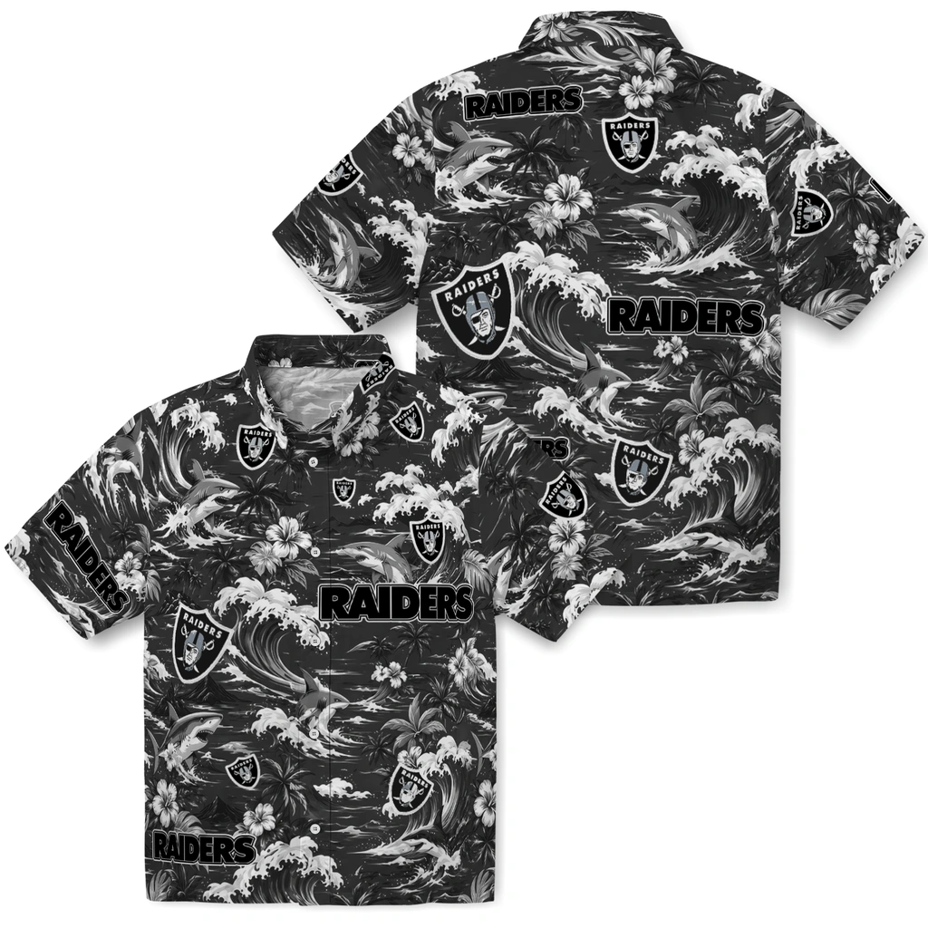 las-vegas-raiders-hawaiian-shirt-custom-wave-florals-black-high-quality