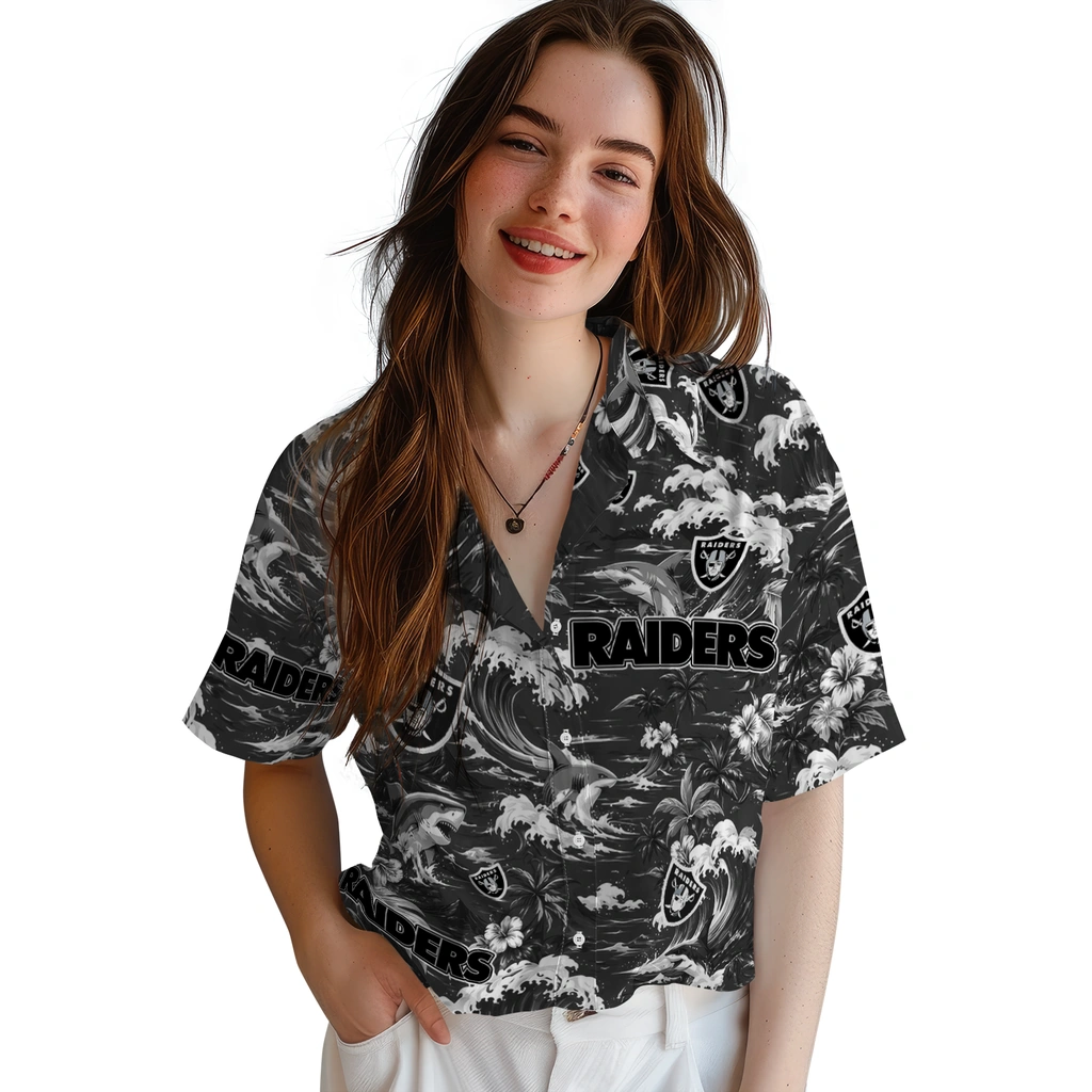 las-vegas-raiders-hawaiian-shirt-custom-wave-florals-black-latest-model