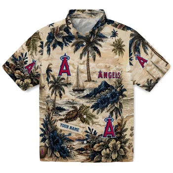 Los Angeles Angels Hawaiian Shirt - Custom Island Voyage Blue Beige