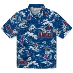 Los Angeles Angels Hawaiian Shirt - Personalized Wave Florals Blue 1 los-angeles-angels-hawaiian-shirt-personalized-wave-florals-blue-best-selling
