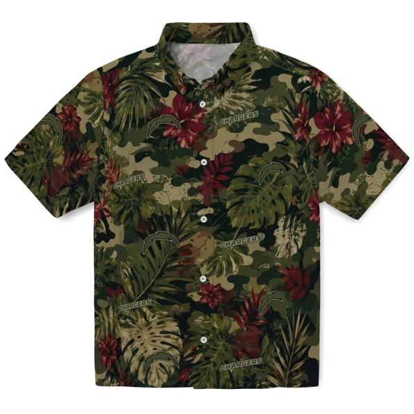 los-angeles-chargers-hawaiian-shirt-customized-foliage-camo-dark-olive-green-best-selling los angeles chargers hawaiian shirt customized foliage camo dark olive green best selling