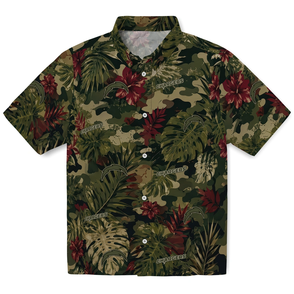 los-angeles-chargers-hawaiian-shirt-customized-foliage-camo-dark-olive-green-best-selling los angeles chargers hawaiian shirt customized foliage camo dark olive green best selling