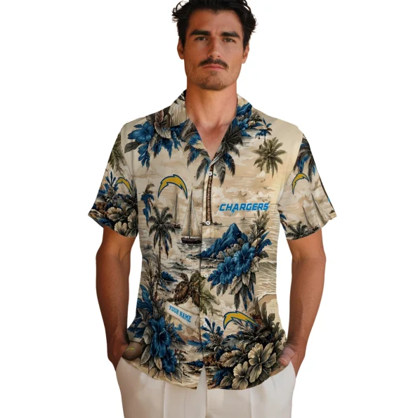 los-angeles-chargers-hawaiian-shirt-personalized-island-voyage-blue-beige-fashion-forward