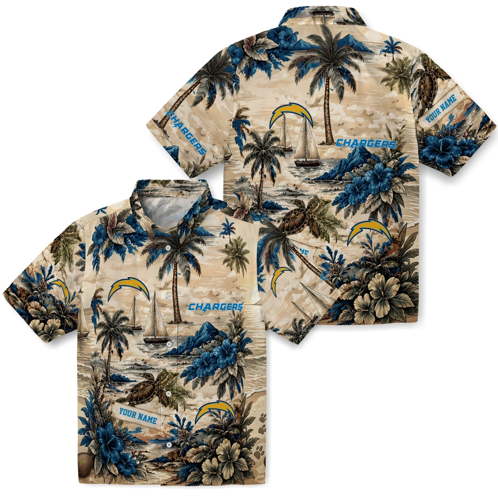 los-angeles-chargers-hawaiian-shirt-personalized-island-voyage-blue-beige-high-quality
