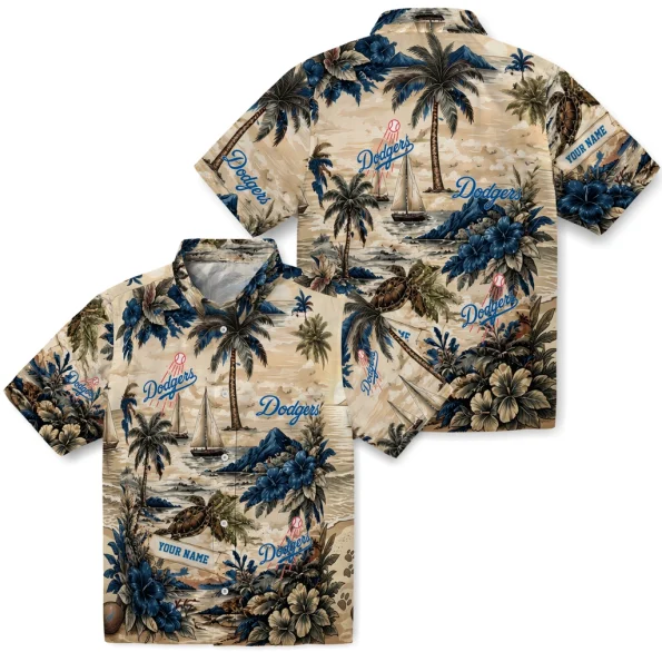 los-angeles-dodgers-hawaiian-shirt-customized-island-voyage-blue-beige-high-quality