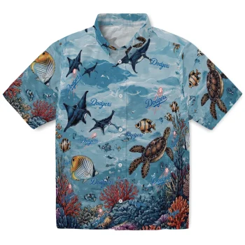 Los Angeles Dodgers Hawaiian Shirt - Personalized Coral Reef Aqua