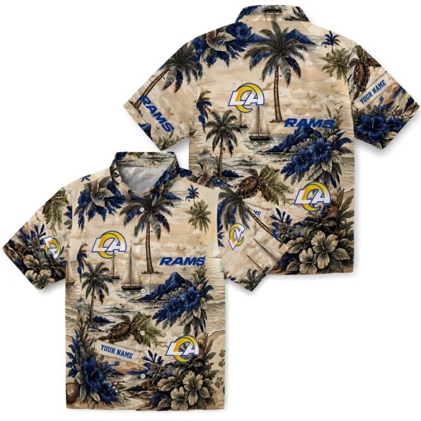los-angeles-rams-hawaiian-shirt-custom-island-voyage-blue-beige-high-quality