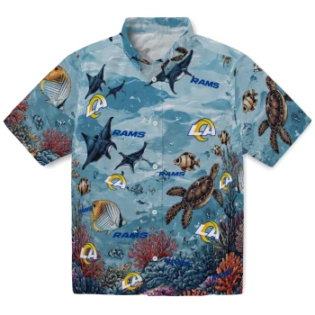 Los Angeles Rams Hawaiian Shirt - Customized Coral Reef Aqua