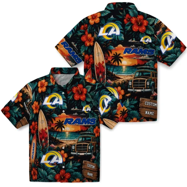 los-angeles-rams-hawaiian-shirt-customized-scenic-collage-black-green-high-quality