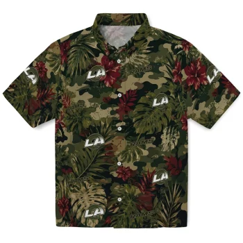 Los Angeles Rams Hawaiian Shirt - Personalized Foliage Camo Dark Olive Green