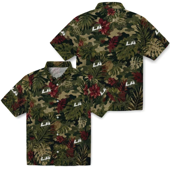 los-angeles-rams-hawaiian-shirt-personalized-foliage-camo-dark-olive-green-high-quality