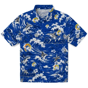 Los Angeles Rams Hawaiian Shirt - Personalized Wave Florals Blue