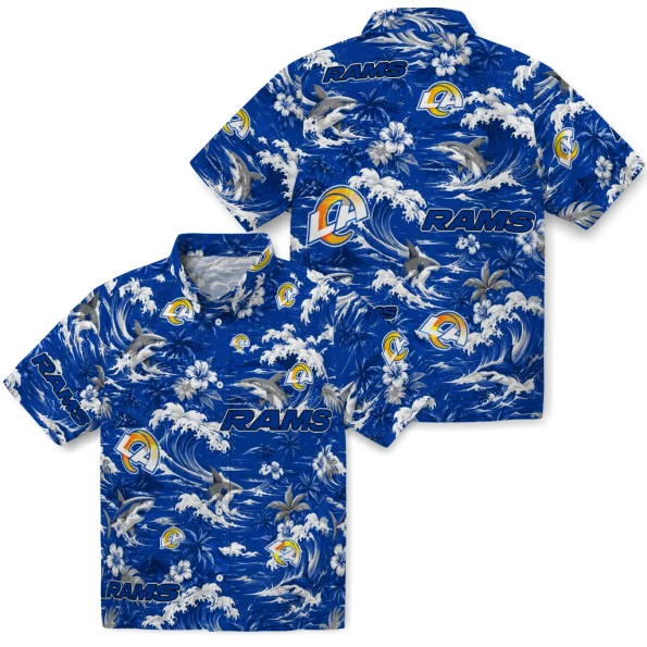 los-angeles-rams-hawaiian-shirt-personalized-wave-florals-blue-high-quality