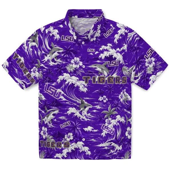 lsu-tigers-hawaiian-shirt-customized-wave-florals-purple-best-selling lsu tigers hawaiian shirt customized wave florals purple best selling