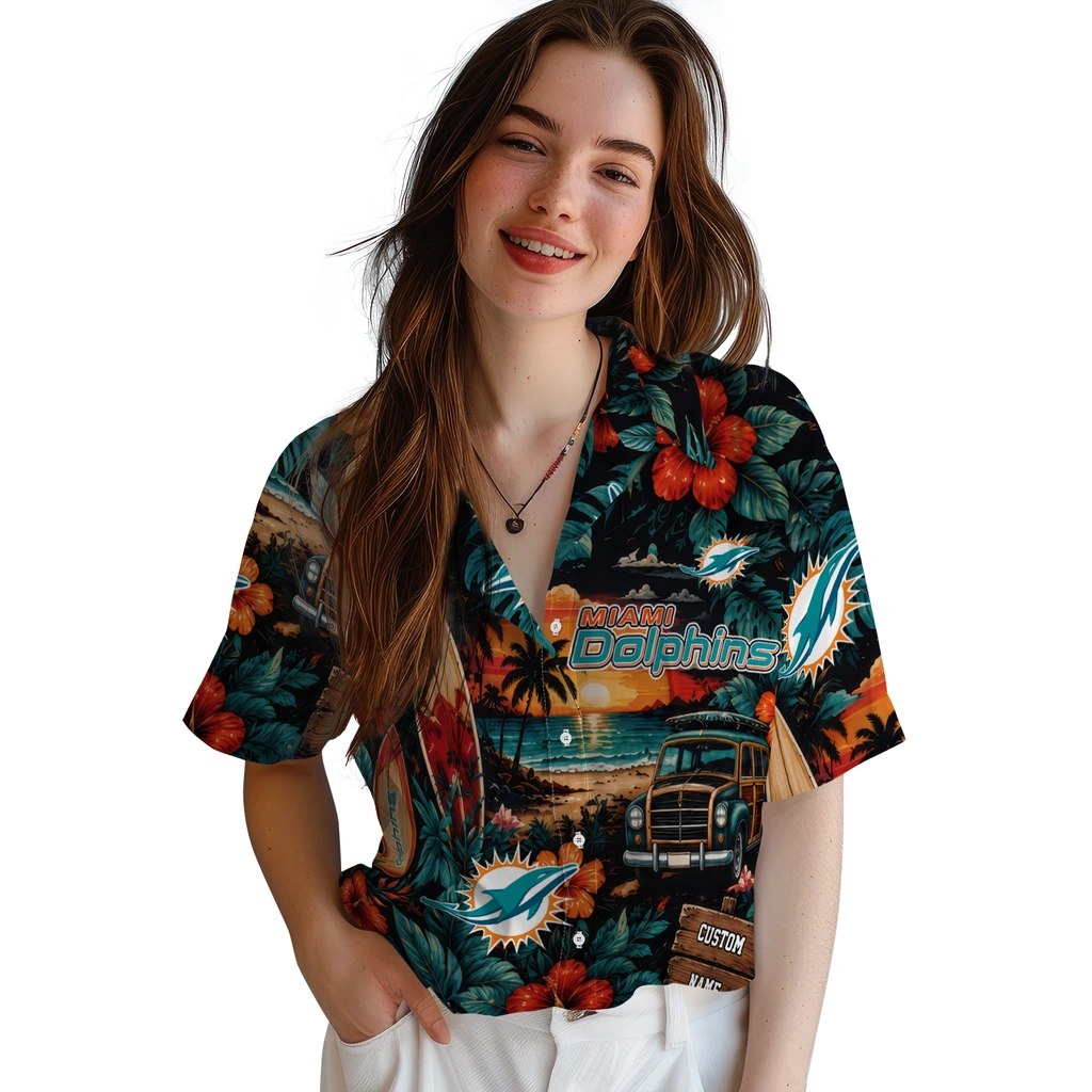 miami-dolphins-hawaiian-shirt-personalized-scenic-collage-black-green-latest-model
