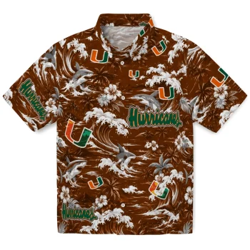 Miami Hurricanes Hawaiian Shirt - Custom Wave Florals Orange