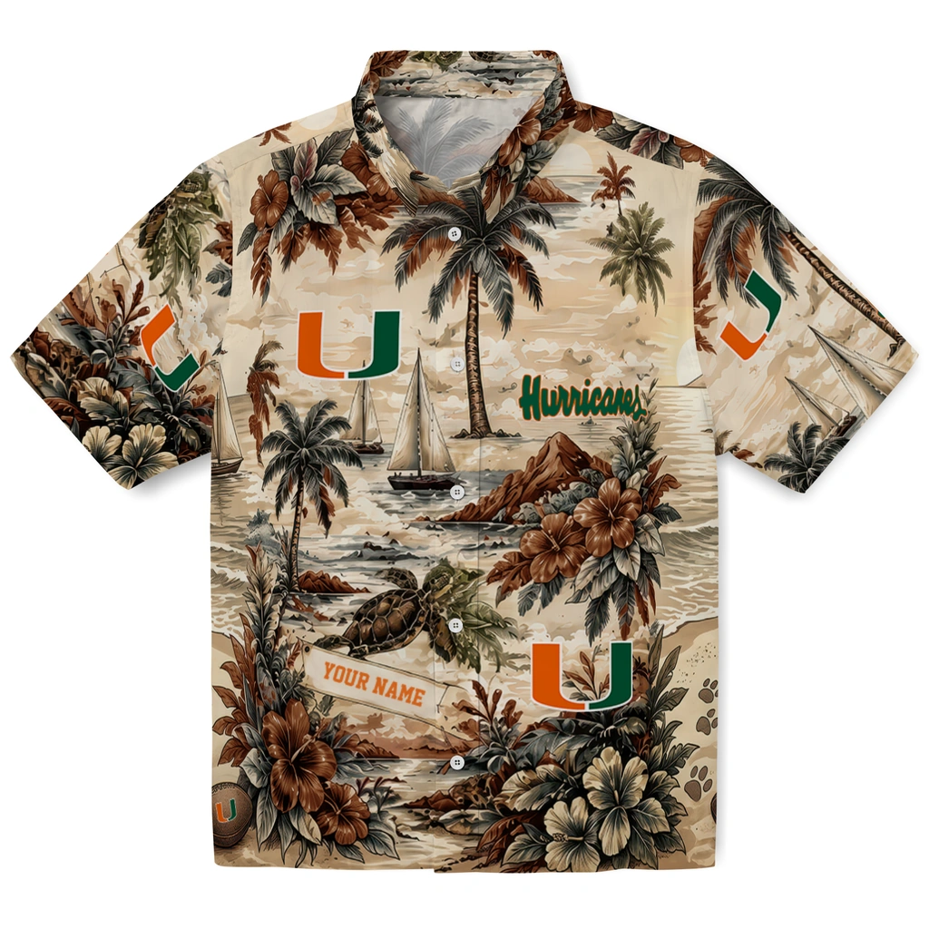 miami-hurricanes-hawaiian-shirt-customized-island-voyage-orange-beige-best-selling miami hurricanes hawaiian shirt customized island voyage orange beige best selling