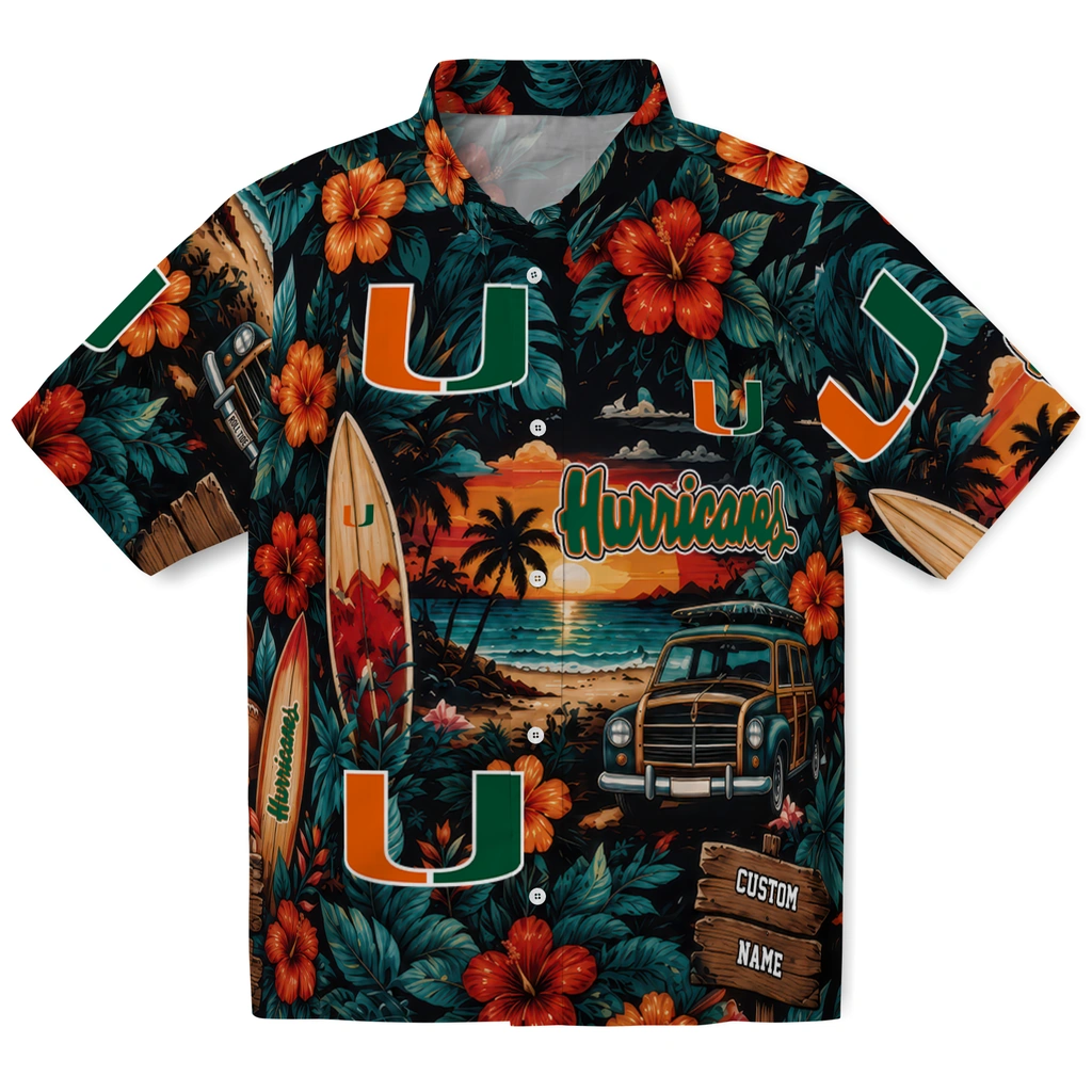 miami-hurricanes-hawaiian-shirt-personalized-scenic-collage-black-green-best-selling miami hurricanes hawaiian shirt personalized scenic collage black green best selling
