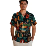 miami-hurricanes-hawaiian-shirt-personalized-scenic-collage-black-green-best-selling
