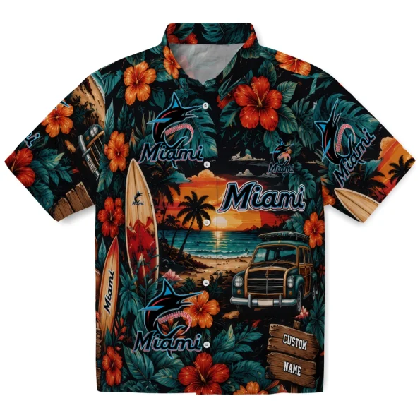 miami-marlins-hawaiian-shirt-custom-scenic-collage-black-green-best-selling miami marlins hawaiian shirt custom scenic collage black green best selling
