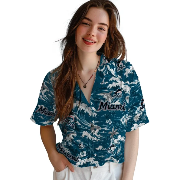 miami-marlins-hawaiian-shirt-customized-wave-florals-blue-latest-model