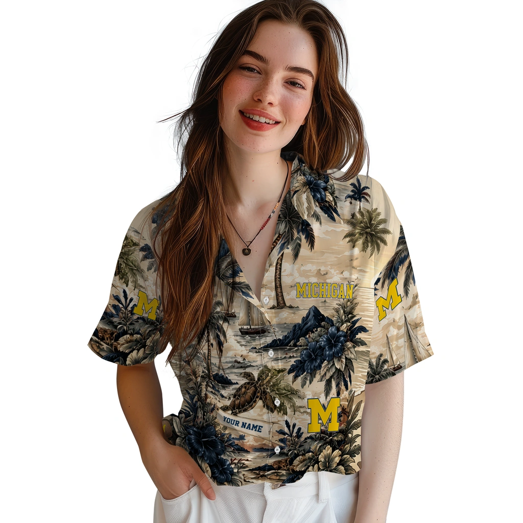 michigan-wolverines-hawaiian-shirt-custom-island-voyage-blue-beige-latest-model