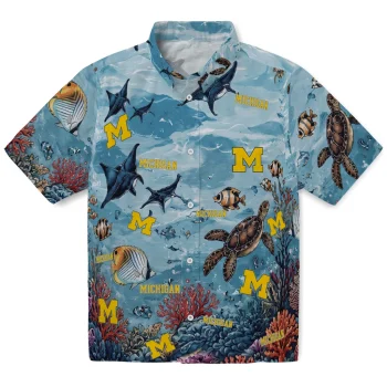Michigan Wolverines Hawaiian Shirt - Customized Coral Reef Aqua