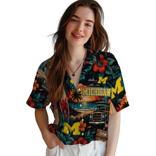 michigan-wolverines-hawaiian-shirt-customized-scenic-collage-black-green-latest-model