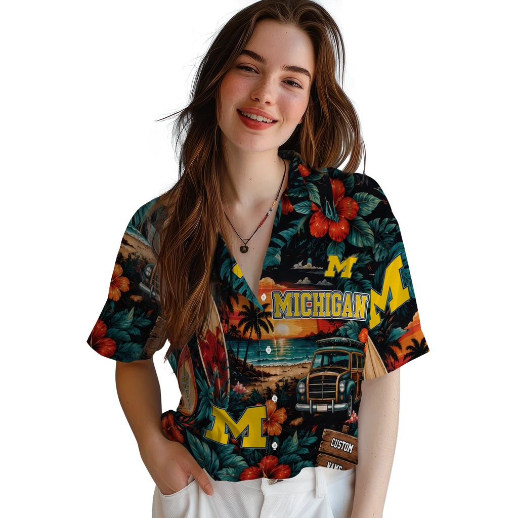 michigan-wolverines-hawaiian-shirt-customized-scenic-collage-black-green-latest-model