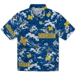 Michigan Wolverines Hawaiian Shirt - Personalized Wave Florals Blue 1 michigan-wolverines-hawaiian-shirt-personalized-wave-florals-blue-best-selling